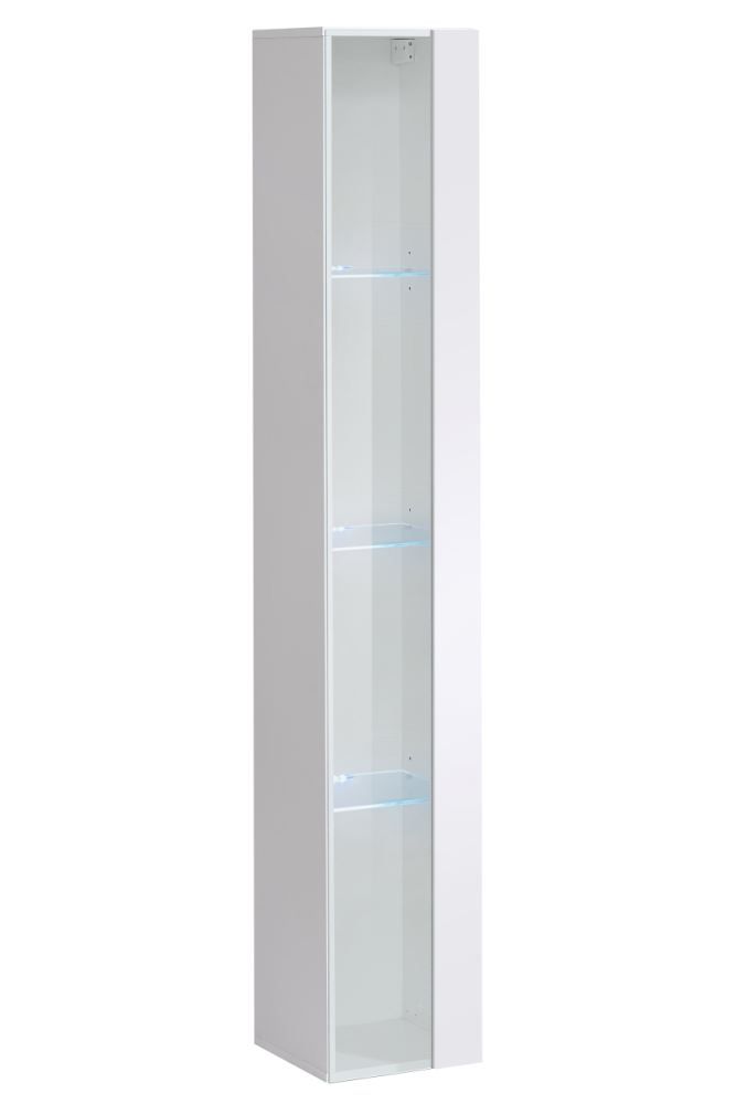 Hängevitrine mit LED-Beleuchtung Fardalen 15, Farbe: Grau - Abmessungen:  180 x 30 x 30 cm (H x B x T), mit Push-to-open Funktion