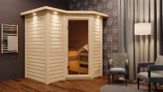 Sauna "Tjara 1" SET mit Kranz und Ofen externe Steuerung easy 9 kW Edelstahl, Steuerung. Easy - 221 x 198 x 212 cm (B x T x H)