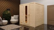 Sauna "Jonna" SET mit Energiespartür - Farbe: Natur, Ofen 9kW - 196 x 196 x 200 cm (B x T x H)