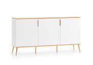 Sideboard / Kommode sechs Fächer Breckenridge 04, Farbe: Weiß, Soft-Close-System, Maße: 88 x 170 x 40 cm, mit drei Türen, Push-to-open Funktion