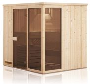 Elementsauna Kawir 68 mm mit 2 Sichtfenstern und Dachkranz - Außenmaße (B x T x H): 194 x 175 x 199 cm