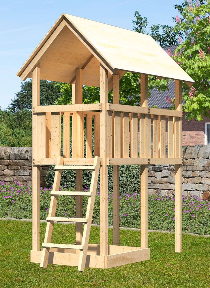 Spielturm / Stelzenhaus Sommer Park, naturbelassen - 1,07 x 2,02 x 2,91 m (B x T x H)