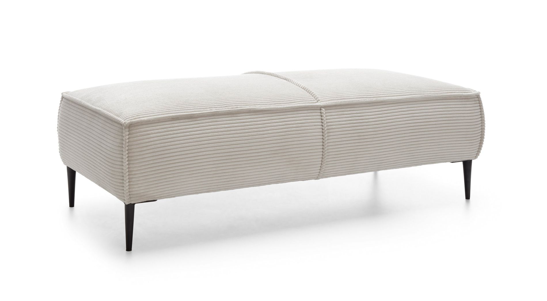 Großer Hocker Barlby 03 mit Cord-Stoff Bezug, Wellenfederung, Farbe: Beige, pflegeleicht, Maße: 44 x 140 x 65 cm, modernes Design, Wohnzimmer