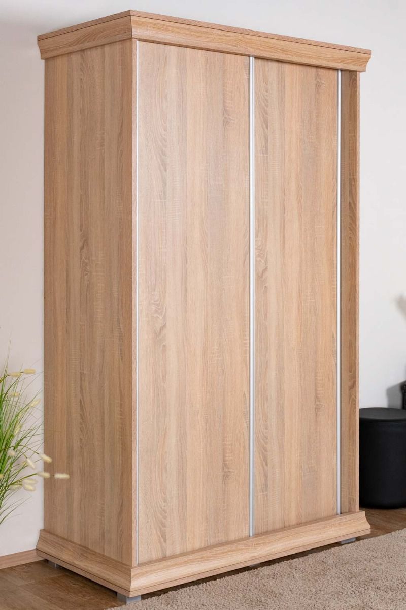 Schiebetürenschrank / Kleiderschrank Wewak 22, Farbe: Sonoma Eiche - Abmessungen: 200 x 120 x 62 cm (H x B x T)