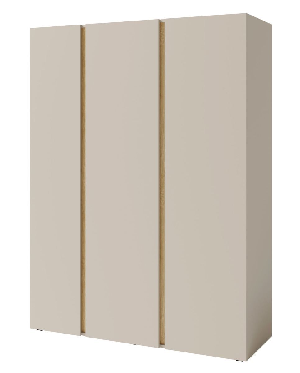 Moderner Kleiderschrank Fricourt 01, Beige / Eiche hell, 195 x 145 x 50 cm, mit 9 Fächern und 2 Kleiderstangen, ABS-Kanten, robust und langlebig