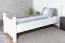 Weißes Einzelbett aus massivem Kiefernholz 101, inkl. Lattenrost, Liegefläche 80 x 200 cm, kleines Gästebett, sehr stabil und langlebig, modern