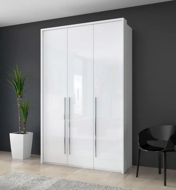 142 cm breiter Kleiderschrank mit 3 Türen | Farbe: Weiß Abbildung