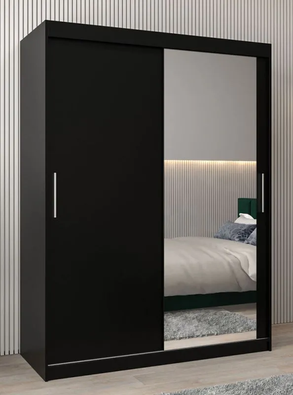 150 cm breiter Kleiderschrank mit 5 Fächern und 2 Türen | Farbe: Schwarz Abbildung