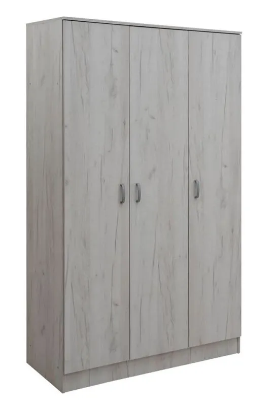 123 cm breiter Kleiderschrank mit 3 Türen | Farbe: Weiß Abbildung