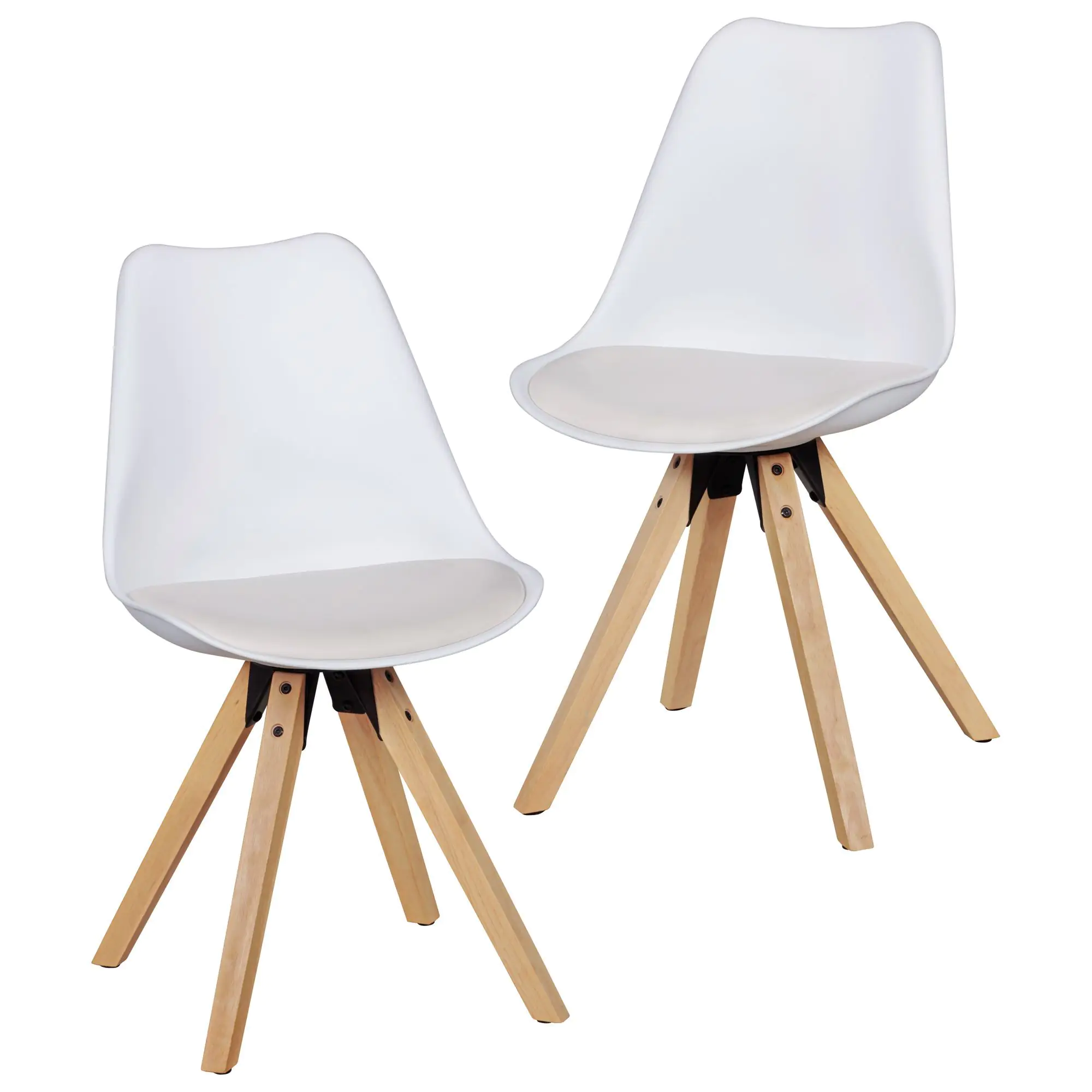 Stuhl 2er Holz mit Set Skandinavischen hellem und Eiche, Farbe: / freundlichen im Stil, Weiß Farben
